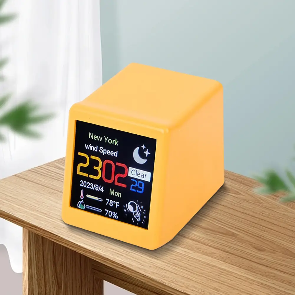 Mini Smart WIFI Weather Station Clock DIY GIF Animations Desktop Mini Clock Desktop Decoration