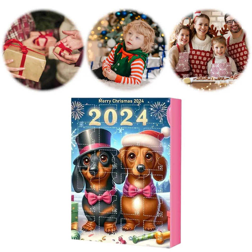 2024 Dachshund Advent Calendar 24 Days of Christmas Collectible Funny Dog Set Christmas Advent Calendar Gifts for Kids