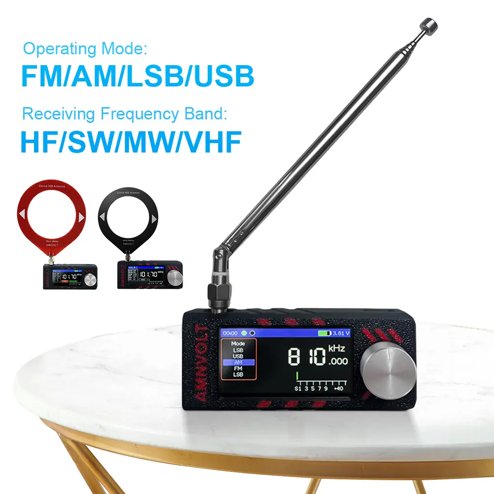SI4732 0.5-108mhz LSB USB AM FM FM/AM Radio 1.9inch IPS Screen Mini Pocket Radio with Antenna All Band Radio Receiver