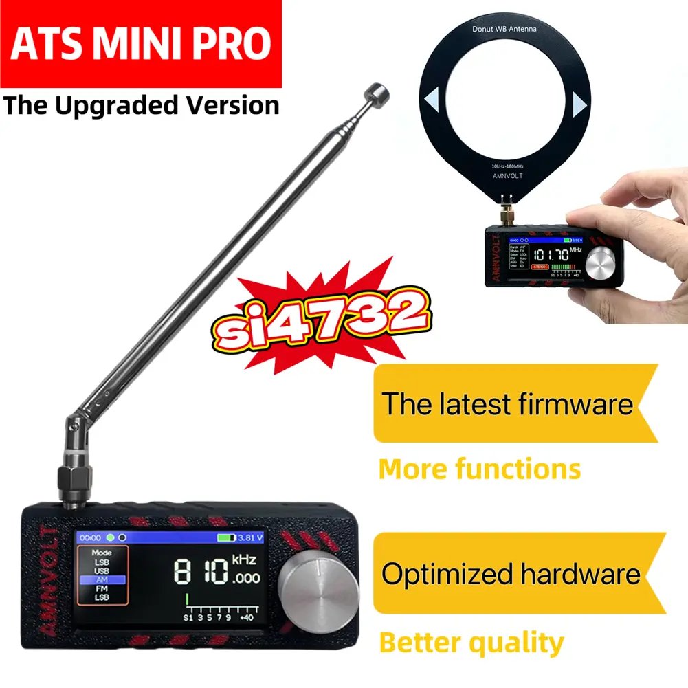 SI4732 0.5-108mhz LSB USB AM FM FM/AM Radio 1.9inch IPS Screen Mini Pocket Radio with Antenna All Band Radio Receiver