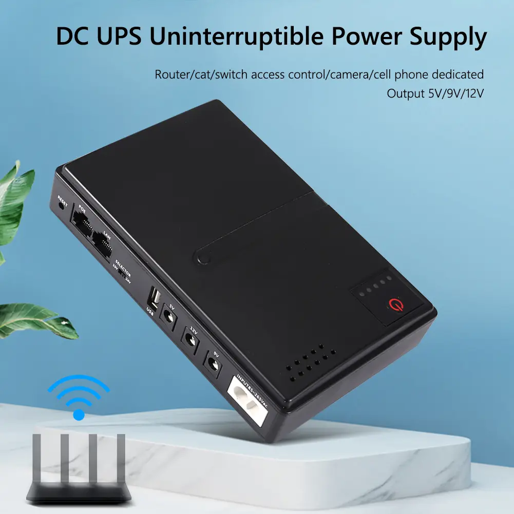 AC85-265V UPS Backup Battery 5V9V12V Portable DC UPS Backup Power Uninterruptible Power Supply for Home Router Camera WiFi