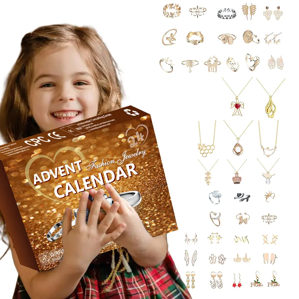 Jewelry Advent Calendar 2024 for Adult Women & Teen Girls with Necklace Rings Earring Xmas Surprise Gift for Wife Daughter Mom