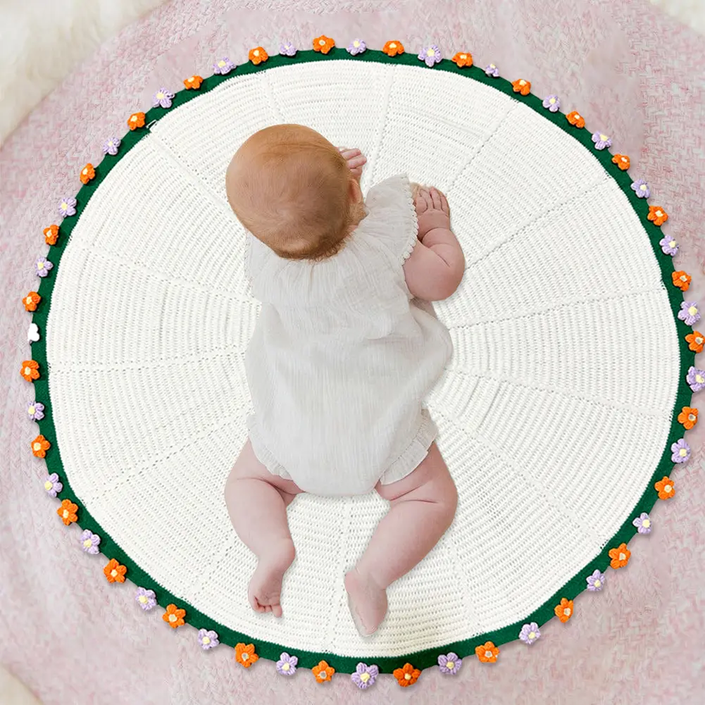 Rose Bouquet Blankets Wear Resist Handmade Crocheted Blanket Hand Knitted Rose Blanket for Sofa Throw Nursery Blanket Mattress