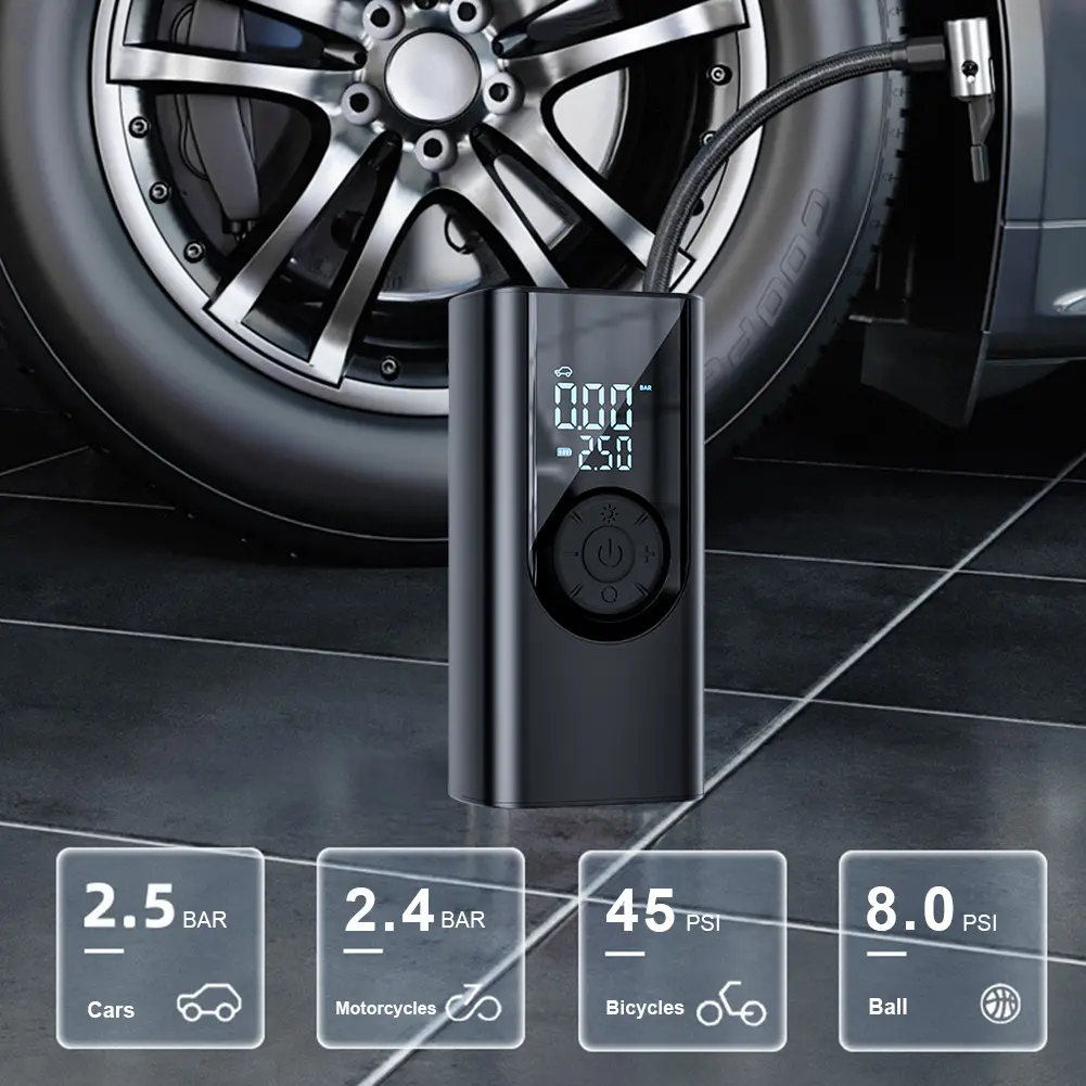 150PSI Electric Tire Inflator with LED Light Portable Car Inflator Pump High Pressure Air Pump for Car Motorcycles Bicycle Ball