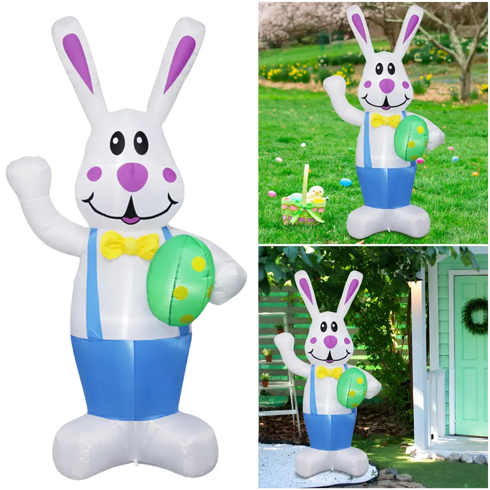 6.2FT Easter Bunny Inflatable Giant Bunny with LED Lights Inflatable Outdoor Decoration for Holiday Party Indoor Outdoor Decor