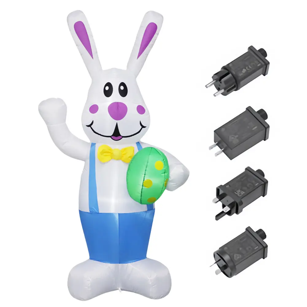 6.2FT Easter Bunny Inflatable Giant Bunny with LED Lights Inflatable Outdoor Decoration for Holiday Party Indoor Outdoor Decor