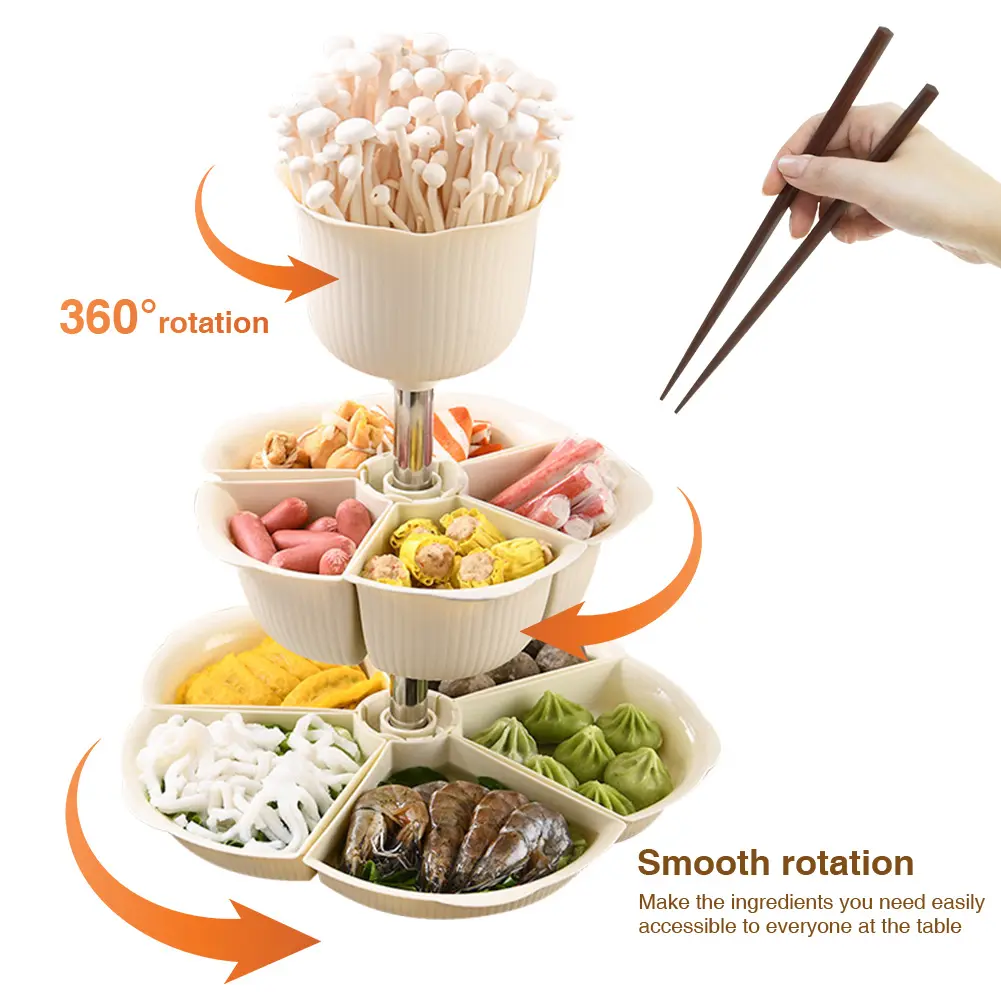 360 Rotating Buffet Platter Multi-Layer Fruit Vegetable Plate with Dried Fruit Storage Buffet Plate for Veggies & Fruits Display