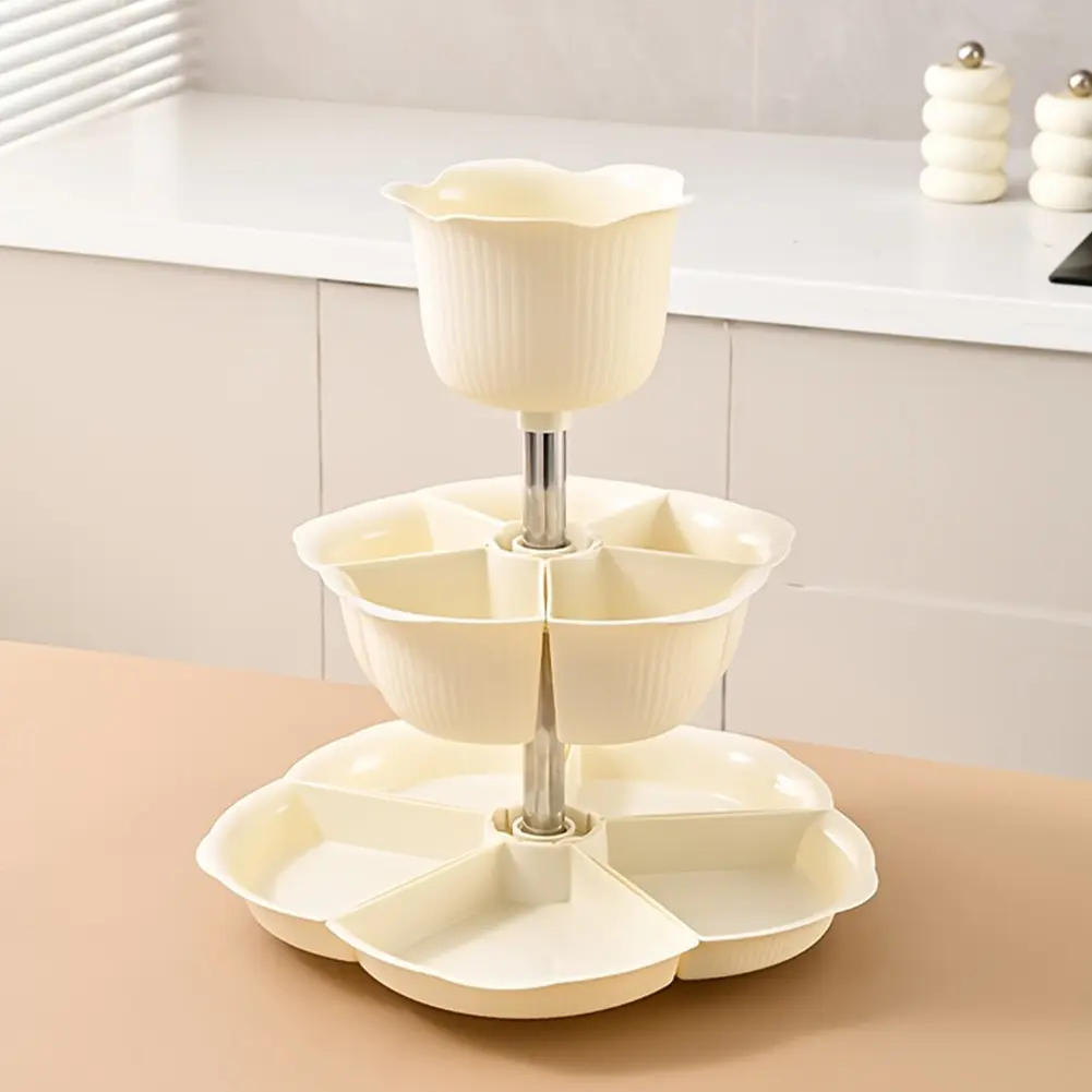 360 Rotating Buffet Platter Multi-Layer Fruit Vegetable Plate with Dried Fruit Storage Buffet Plate for Veggies & Fruits Display