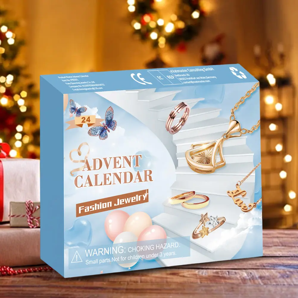Jewelry Advent Calendar 2024 Christmas Advent Calendar with Necklace Rings Earrings Xmas Countdown Calendar for Adult Women