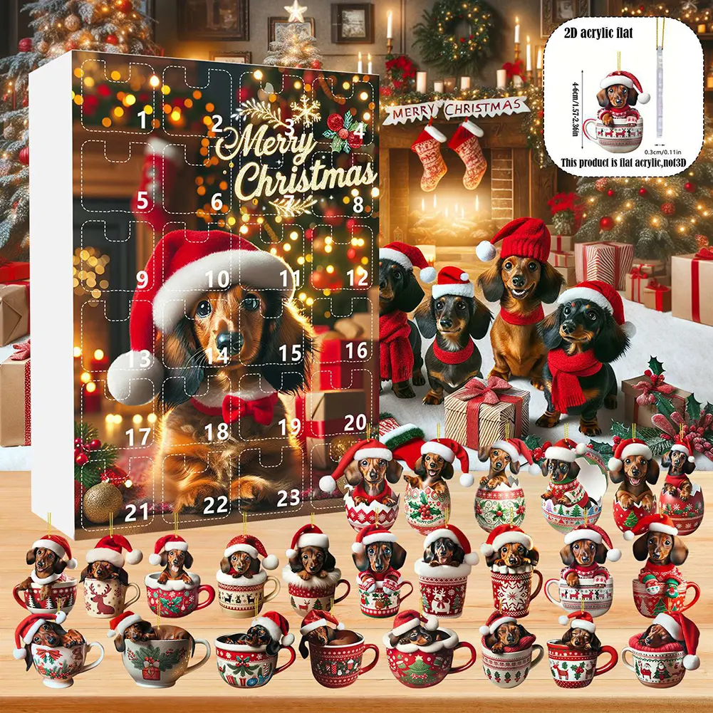 Dachshunds Christmas Advent Calendar 2024 With Dachshunds Figure Ornaments Christmas Countdown Calendar Xmas Gifts for Dog Lover