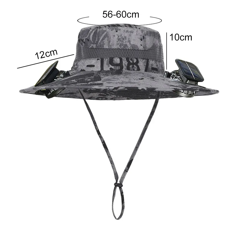 Solar Fan Hat Sun Hat with 2 Solar Fan Wide Brim Bucket Hat Fishing Hat Summer Cap for Men Outdoor Camping Fishing Hiking