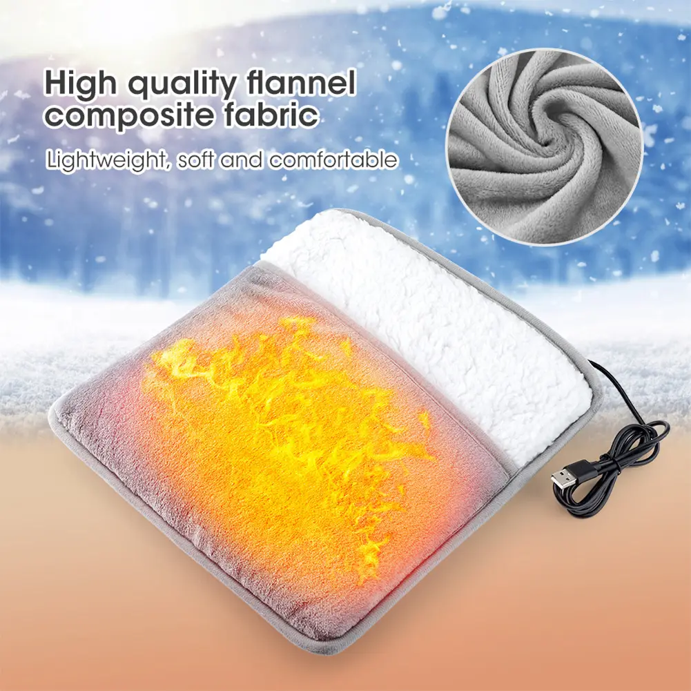 Electric Foot Warmer Heated Foot Cover Multi-Function Portable Hand Warmer Soft Thermal Foot Muff for Bed Under Desk