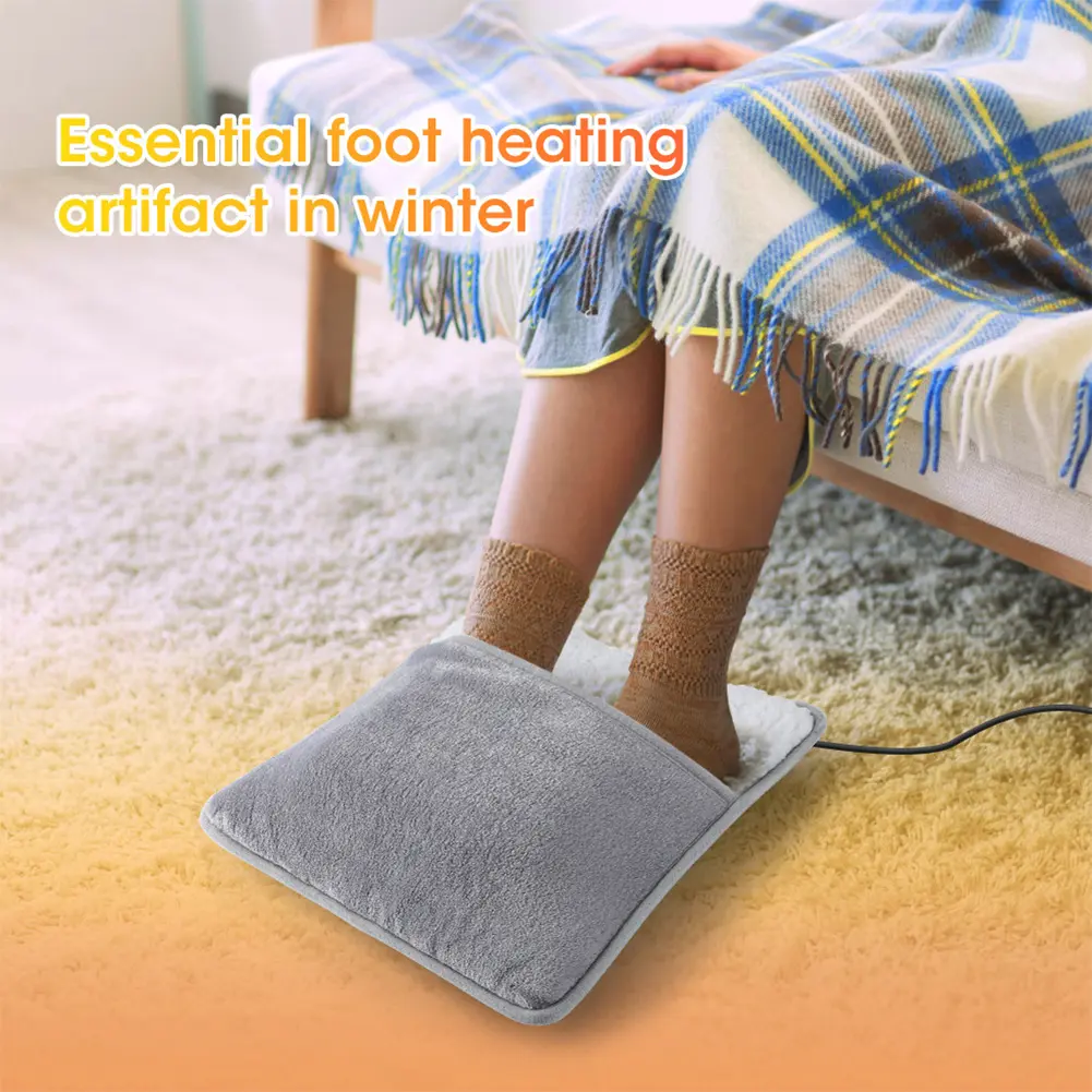Electric Foot Warmer Heated Foot Cover Multi-Function Portable Hand Warmer Soft Thermal Foot Muff for Bed Under Desk