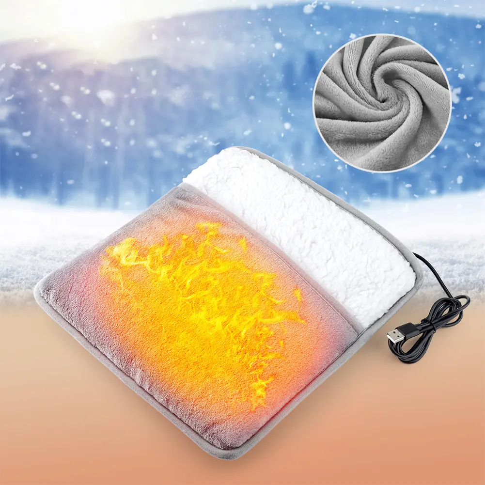 Electric Foot Warmer Heated Foot Cover Multi-Function Portable Hand Warmer Soft Thermal Foot Muff for Bed Under Desk