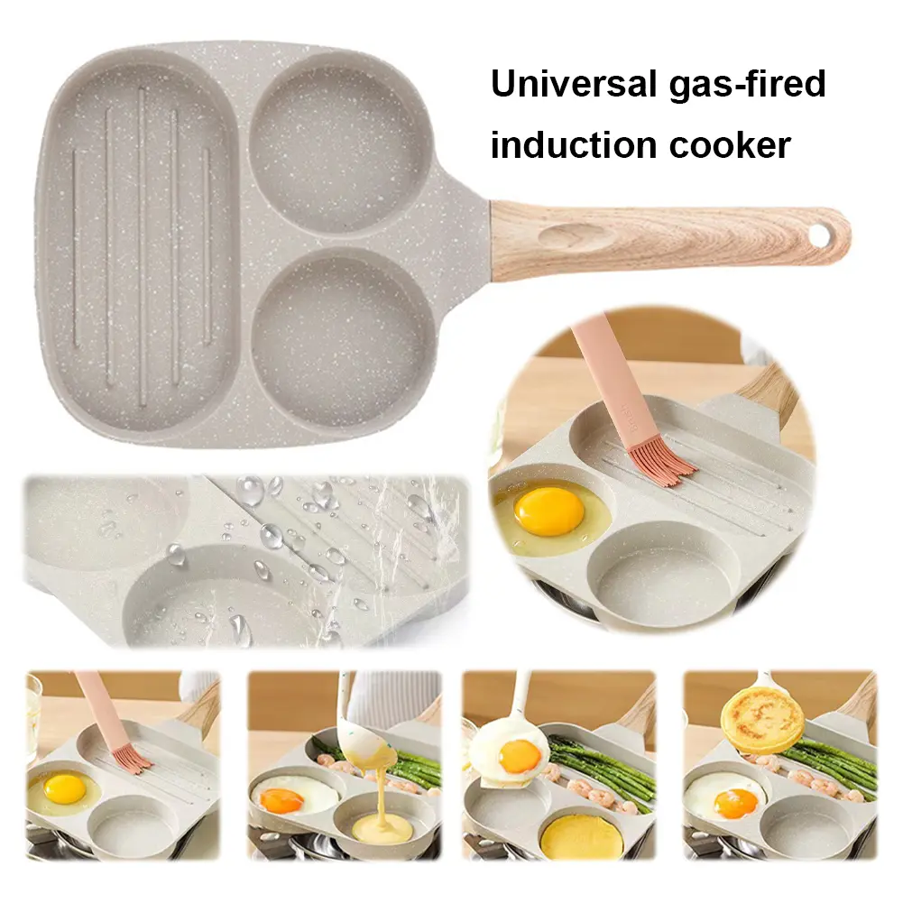 Medical Stone Pancake Pan Nonstick Granite Omelette Skillet 3-Cup Grill Pan for Gas Stove and Induction Cookware