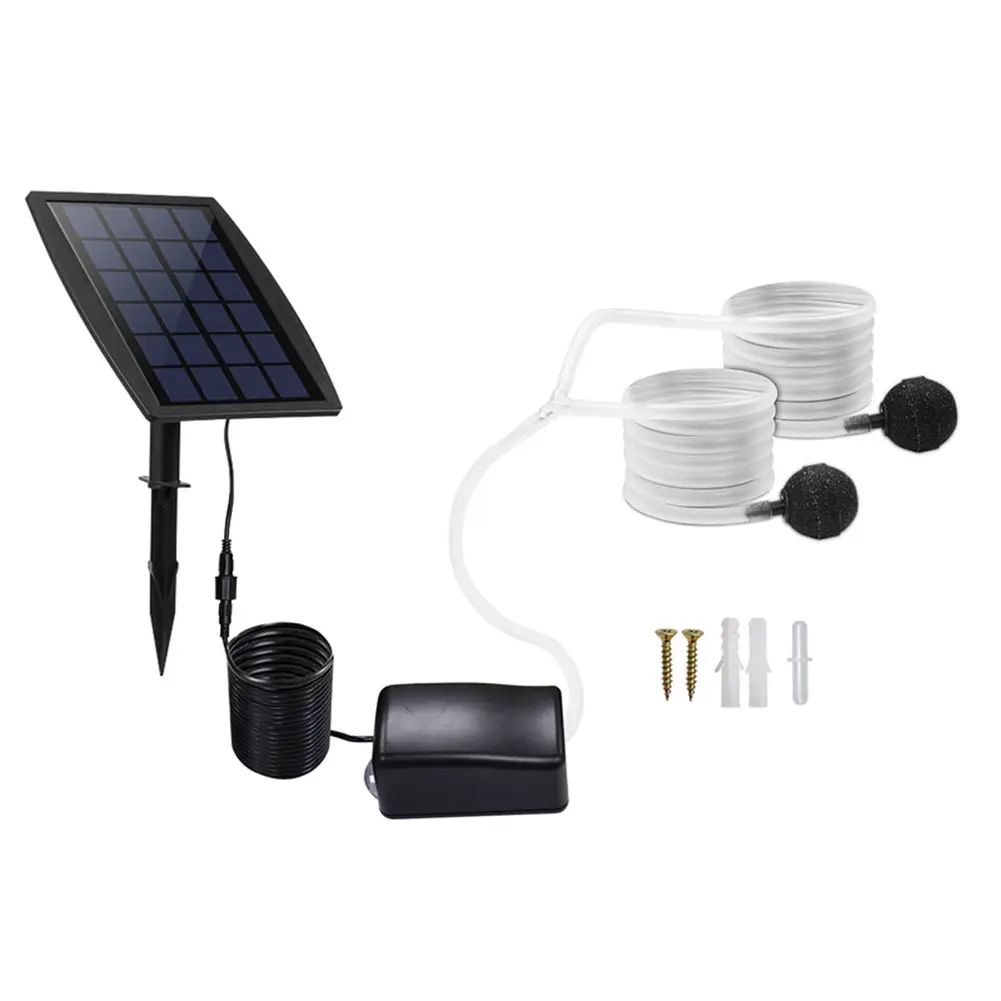 Power Storage Solar Oxygen Pump 6V/2.5W Solar Oxygen Pump Built-in 3.7V/1800mAh Lithium Battery for Fishing/Fish Tank/Pool Pond