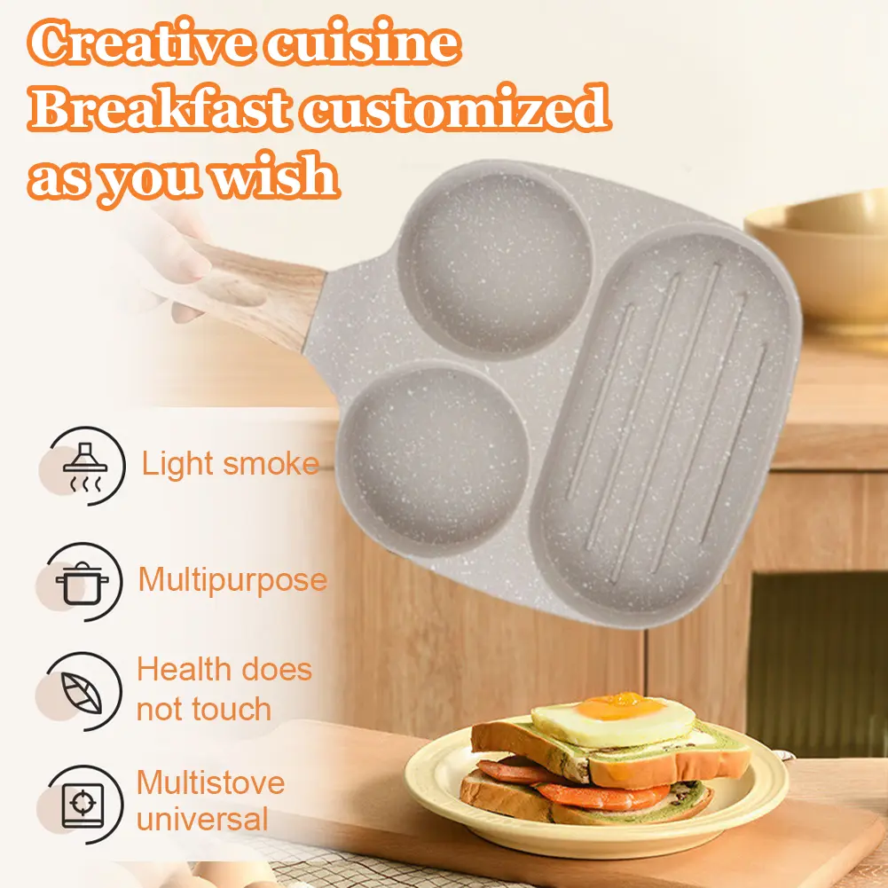 Medical Stone Pancake Pan Nonstick Granite Omelette Skillet 3-Cup Grill Pan for Gas Stove and Induction Cookware