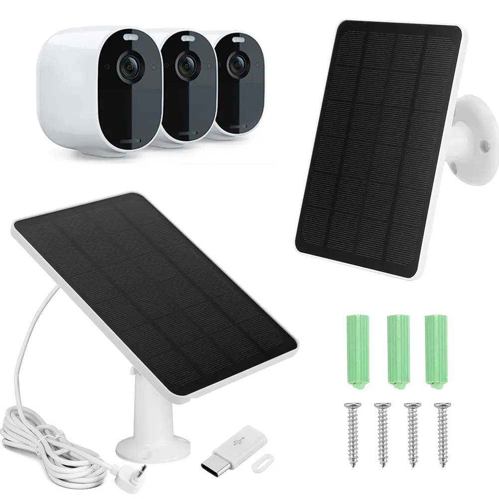 4W/6W Solar Panel Charger 360°Adjustable Wall Mount Solar Panel Camera Charger for Arlo Essential Spotlight/XL Spotlight Camera