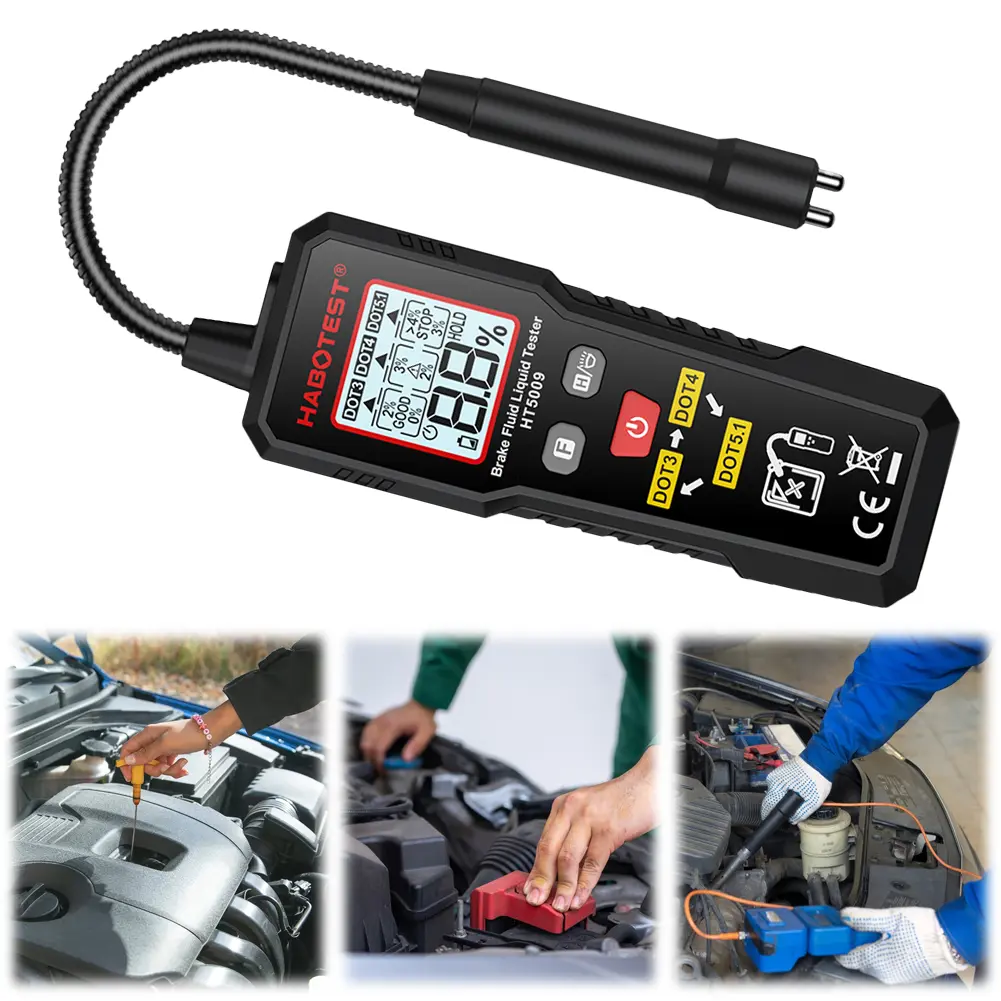 HT5009 Digital Auto Brake Liquid Oil Detector Flexible Probe Hydraulic Oil Moisture Analyzer High Precision for DOT3 DOT4 DOT5.1
