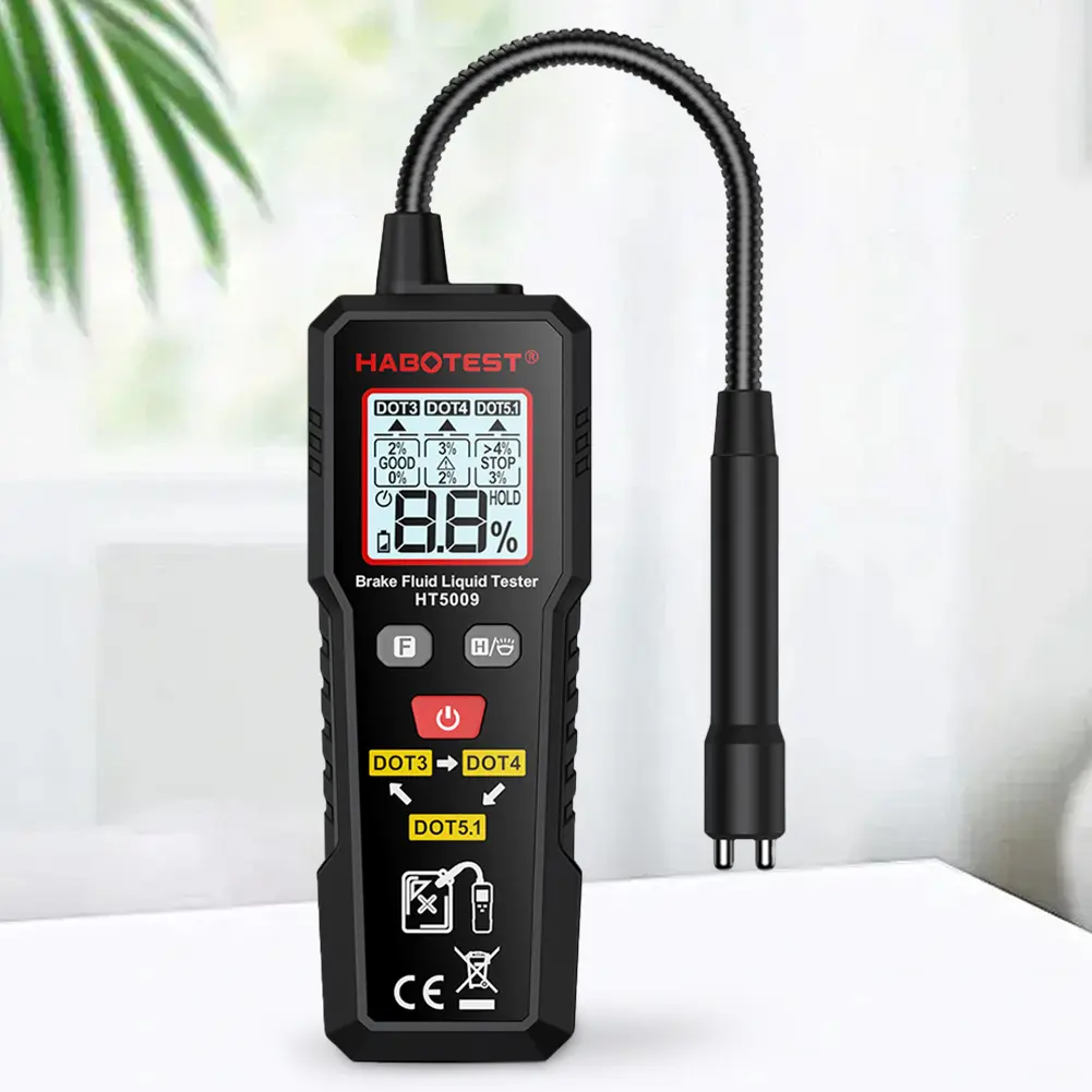 HT5009 Digital Auto Brake Liquid Oil Detector Flexible Probe Hydraulic Oil Moisture Analyzer High Precision for DOT3 DOT4 DOT5.1