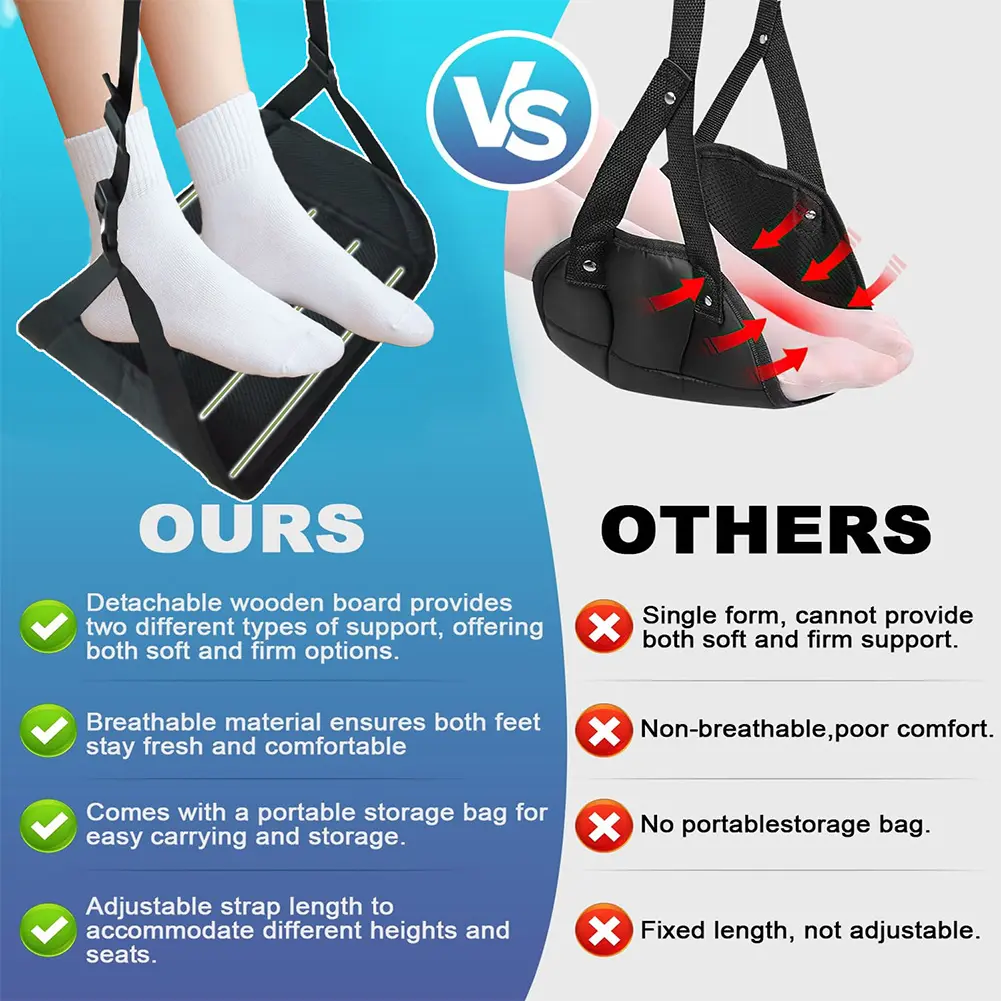 Aircraft Hammock Support Plate Adjustable Portable Plane Footrest Leg Support Foot Pad for Long Travel Foot Leg Rest