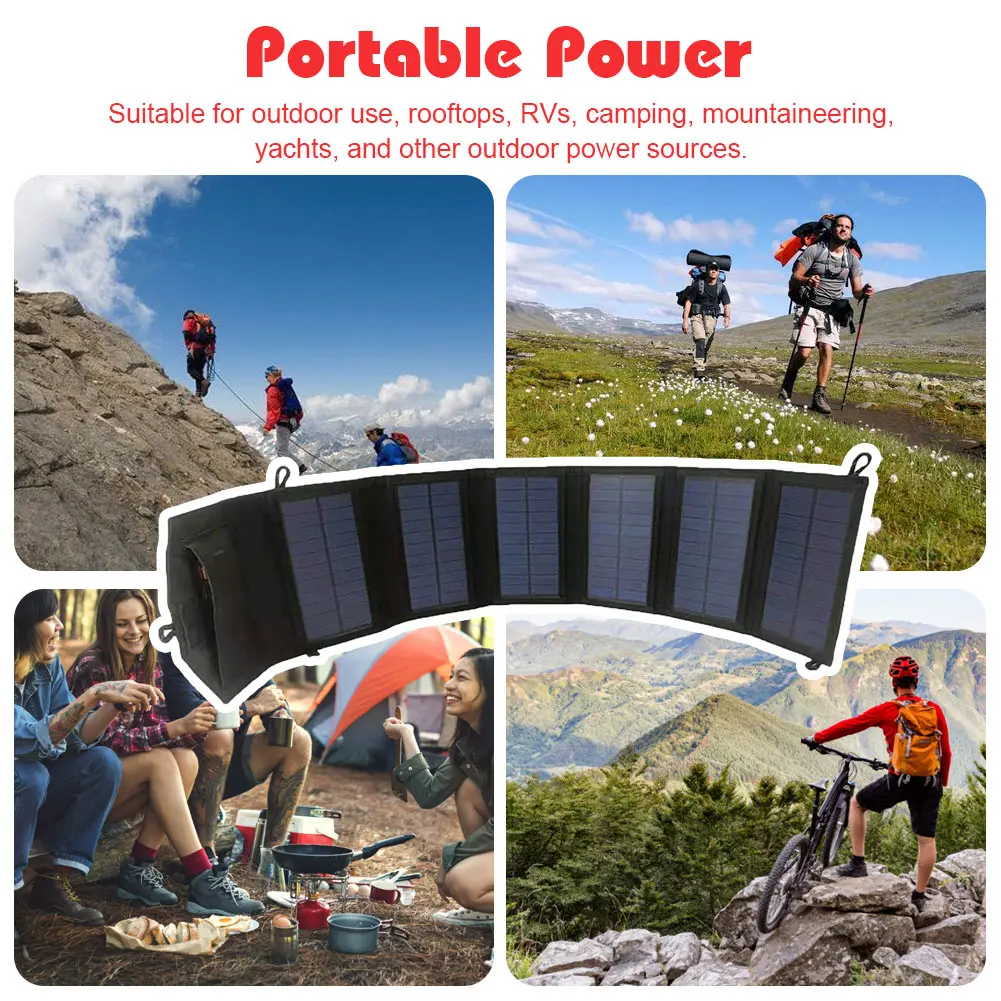 20W Portable Solar Panel IP65 Waterproof Foldable Solar Charger Lightweight Solar Power Station for Outdoor Activities