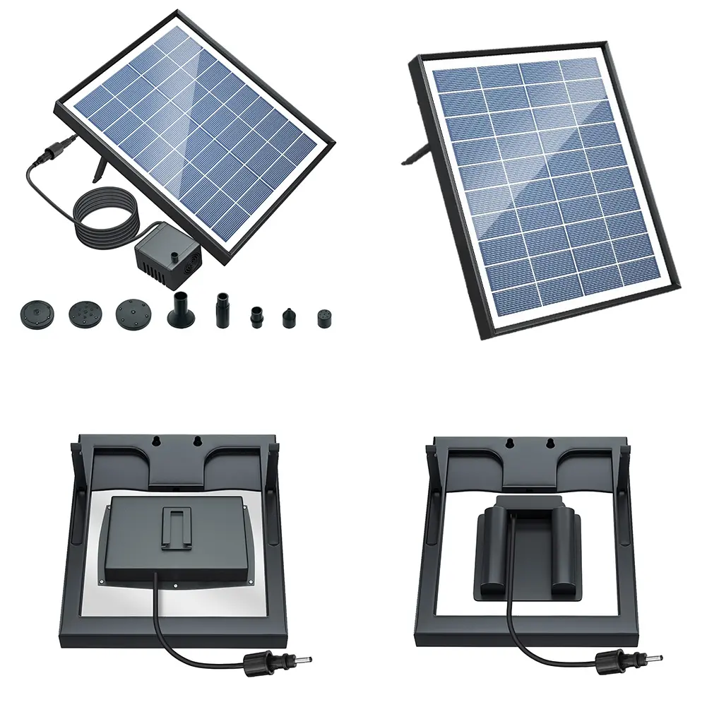 6.5W Solar Bird Bath Fountain with 8 Nozzles Solar Power Panel Water Fountain Pump Brushless Motor for Outdoor Pond Patio Garden