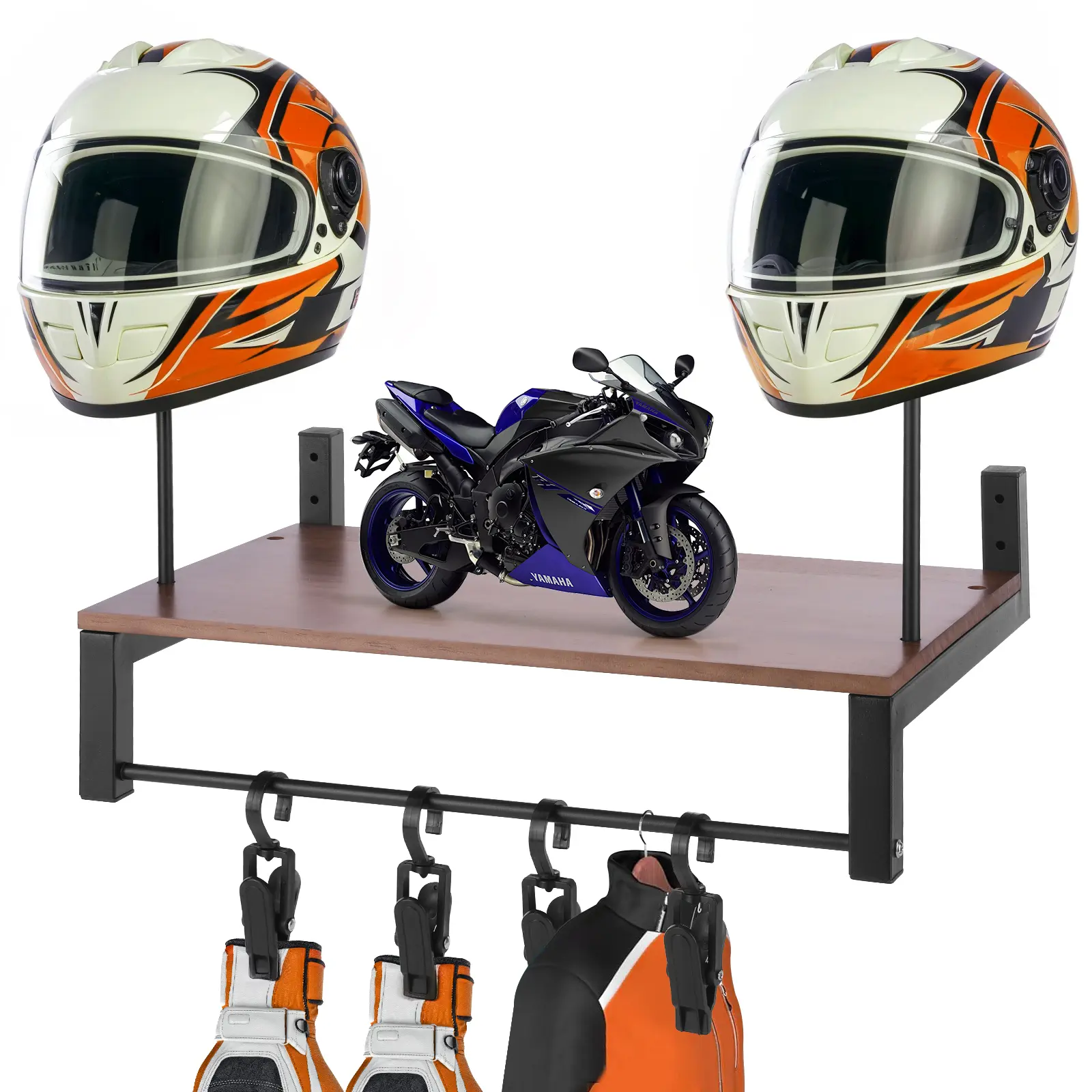 Wooden Motorcycle Helmet Holder Wall Mount Helmet Organizer Rack Wear Resist Gear Storage Rack for Motorcycle Accesories Storage