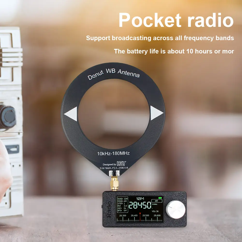 SI4732 0.5-108mhz Portable Radio 1.9inch IPS Screen Pocket Mini Radio LSB USB AM FM FM/AM Radio with Antenna HF SW MW VHF Radio