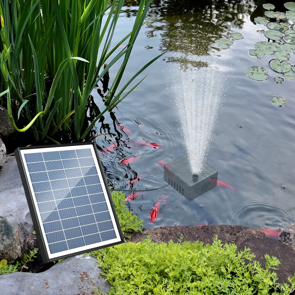 6.5W Solar Bird Bath Fountain with 8 Nozzles Solar Power Panel Water Fountain Pump Brushless Motor for Outdoor Pond Patio Garden