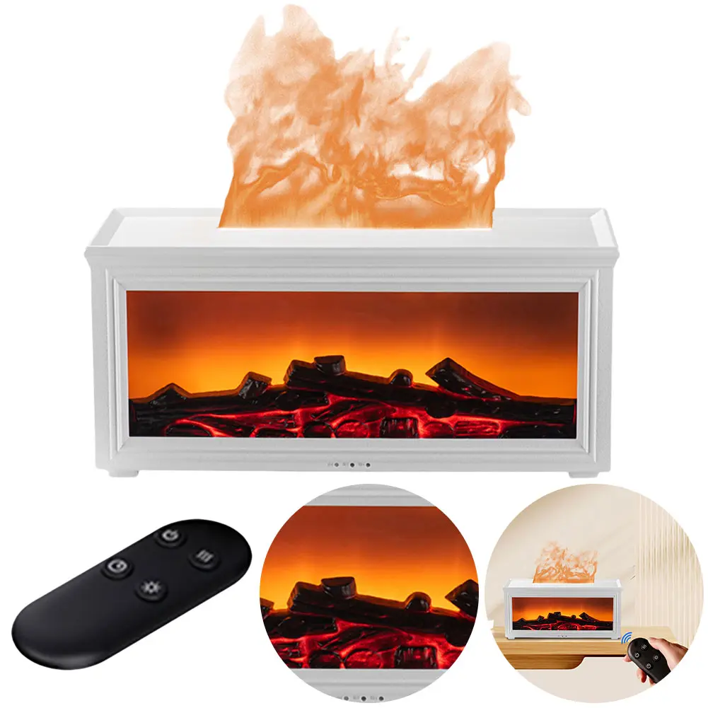 Aroma Diffuser with LED Light Waterless Auto-Off Simulated Fireplace Diffuser Type C Rechargeable for Home Bedroom Office Decor