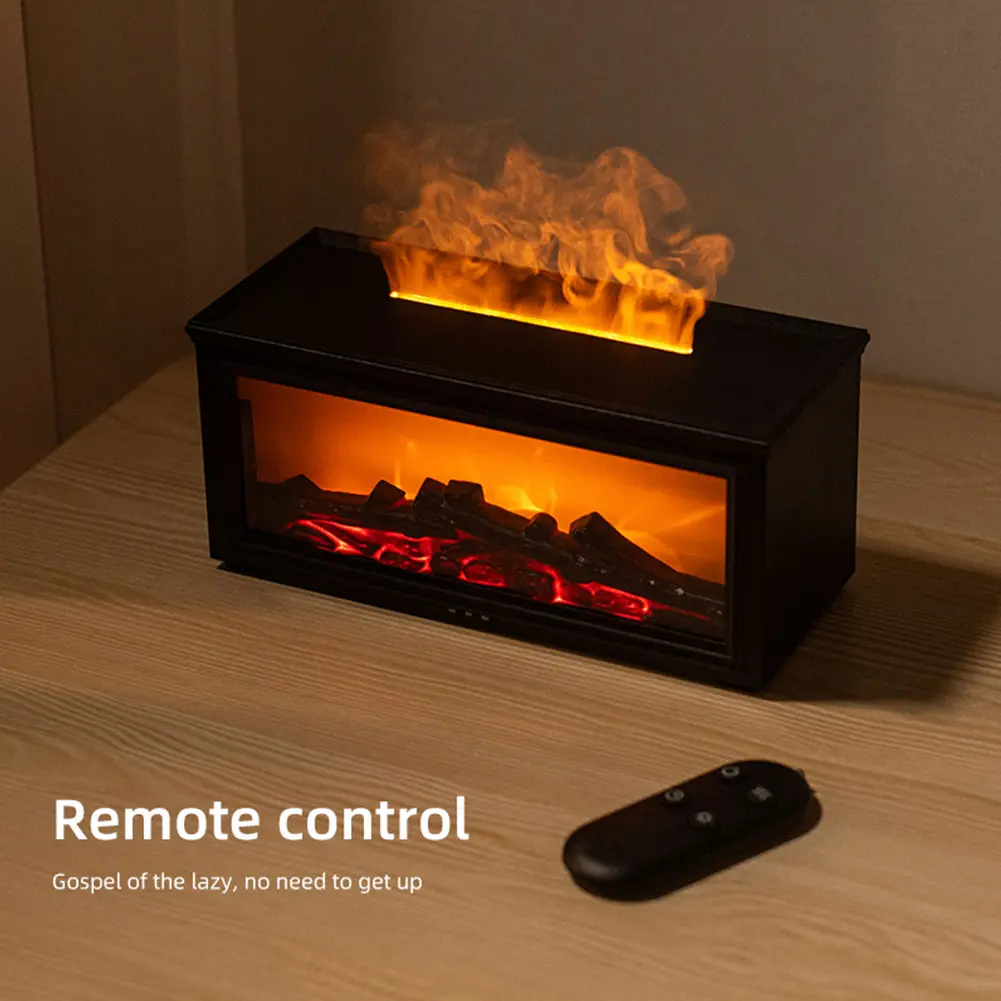 Aroma Diffuser with LED Light Waterless Auto-Off Simulated Fireplace Diffuser Type C Rechargeable for Home Bedroom Office Decor