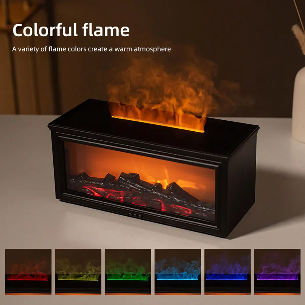 Aroma Diffuser with LED Light Waterless Auto-Off Simulated Fireplace Diffuser Type C Rechargeable for Home Bedroom Office Decor