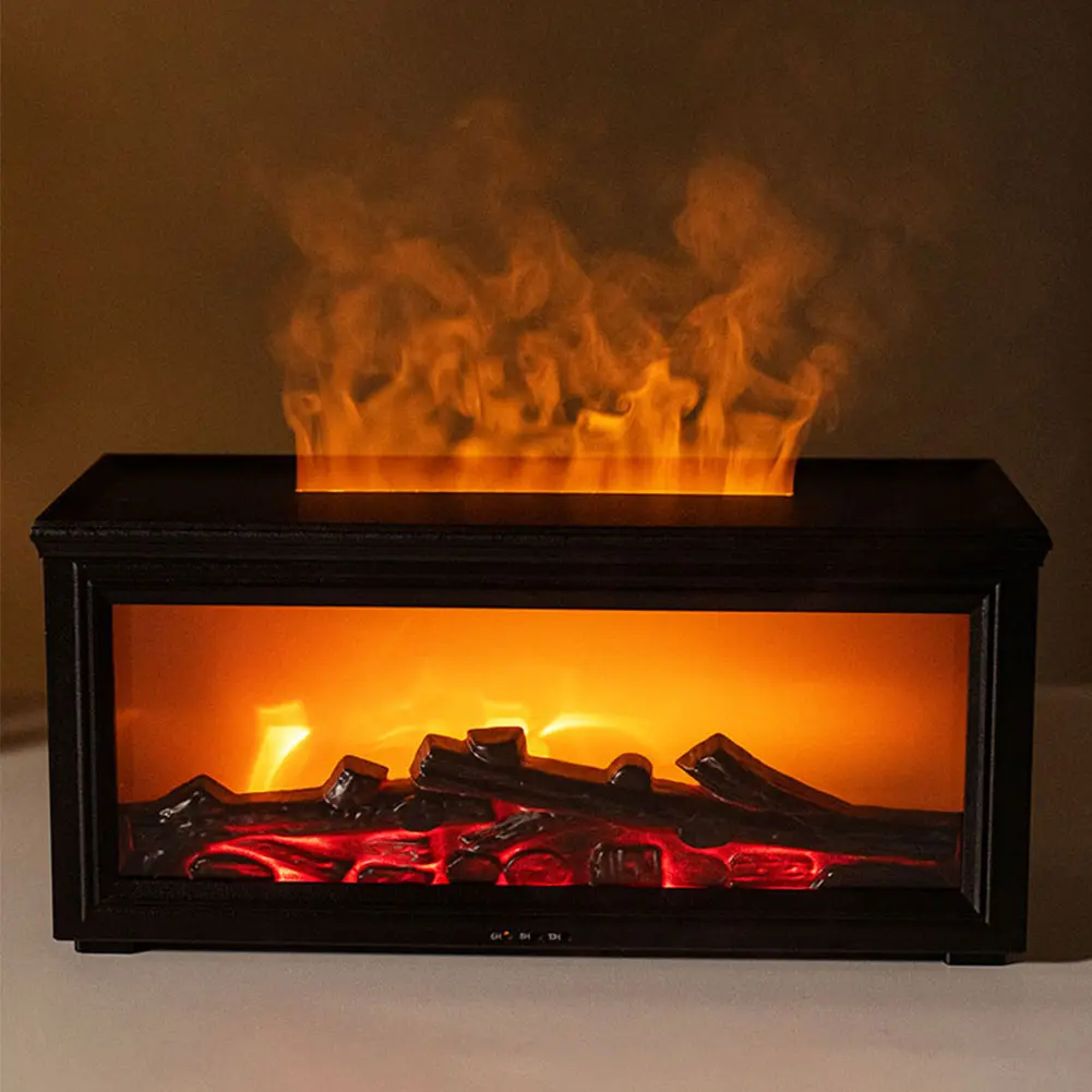 Aroma Diffuser with LED Light Waterless Auto-Off Simulated Fireplace Diffuser Type C Rechargeable for Home Bedroom Office Decor