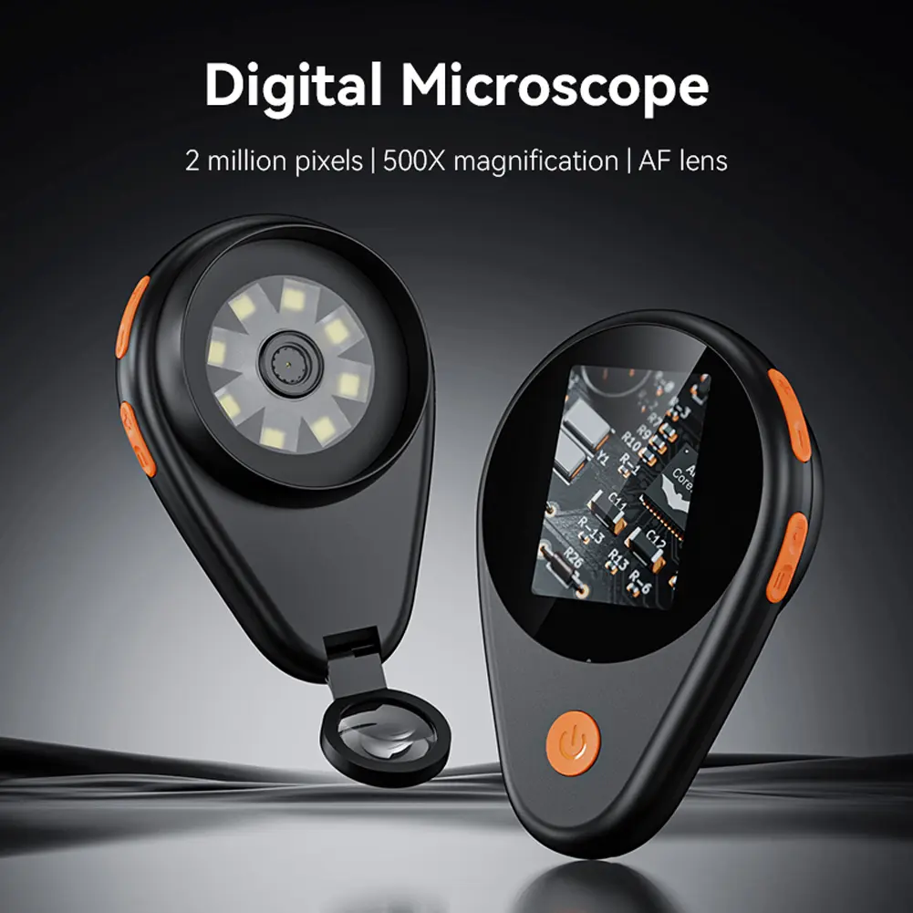2.0inch 500X Electronic Coin Magnifier 400mAh Pocket Microscope with Magnifying Glass & 8 LED for Electronics Repair Windows/Mac