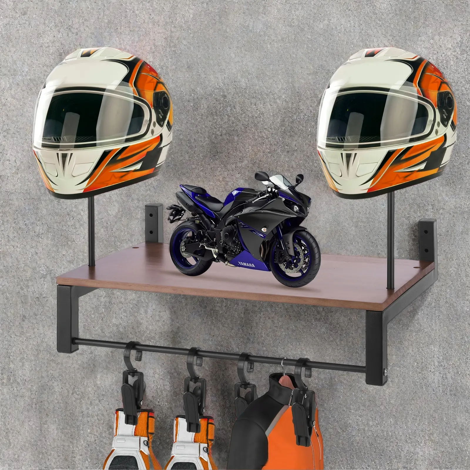 Wooden Motorcycle Helmet Holder Wall Mount Helmet Organizer Rack Wear Resist Gear Storage Rack for Motorcycle Accesories Storage