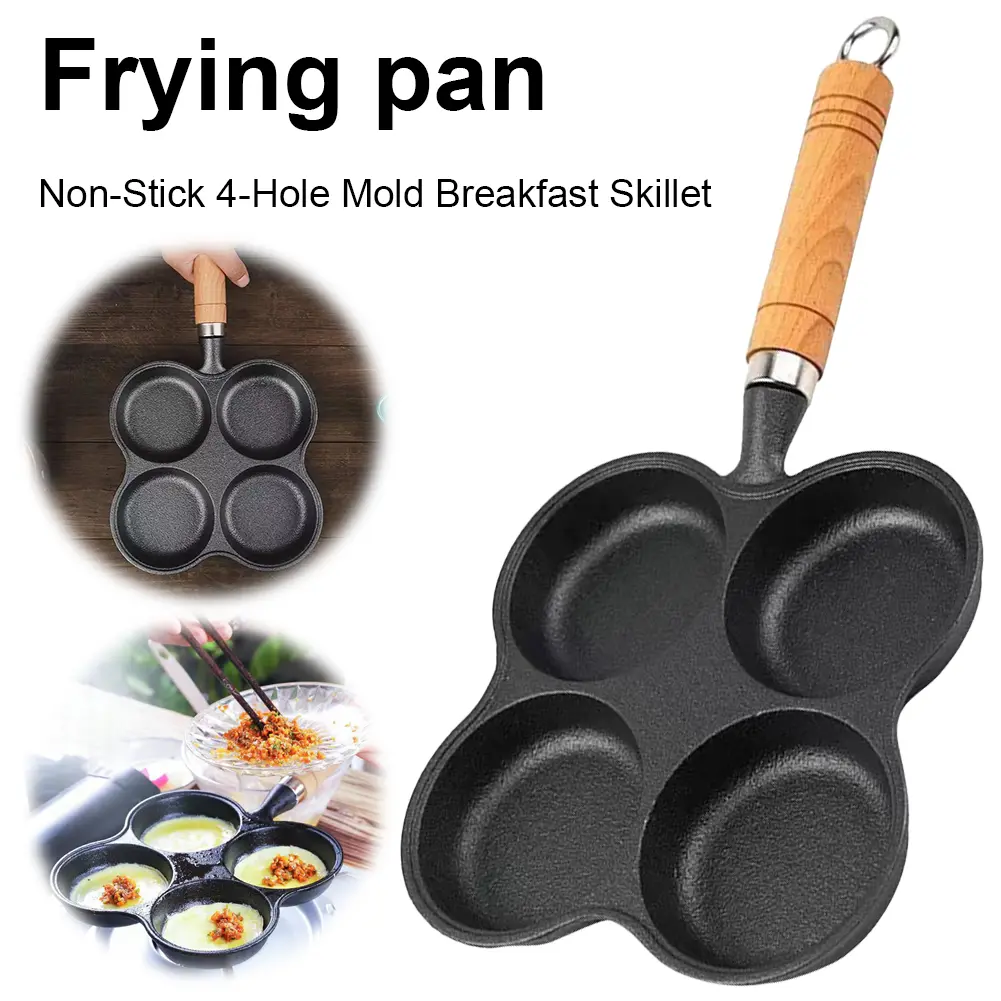 4-Hole Breakfast Burger Egg Pancake Maker Non Stick Egg Frying Pan Cookware Pancake Pan Suitable for Gas Stove Induction Cooker
