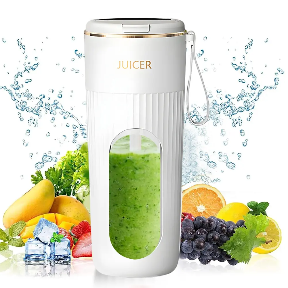 340ml Portable Juicer Electric Juicer Cup Rechargeable Blender Cup 1200mAh Juice Extractor 14 Blades for Smoothies Shakes