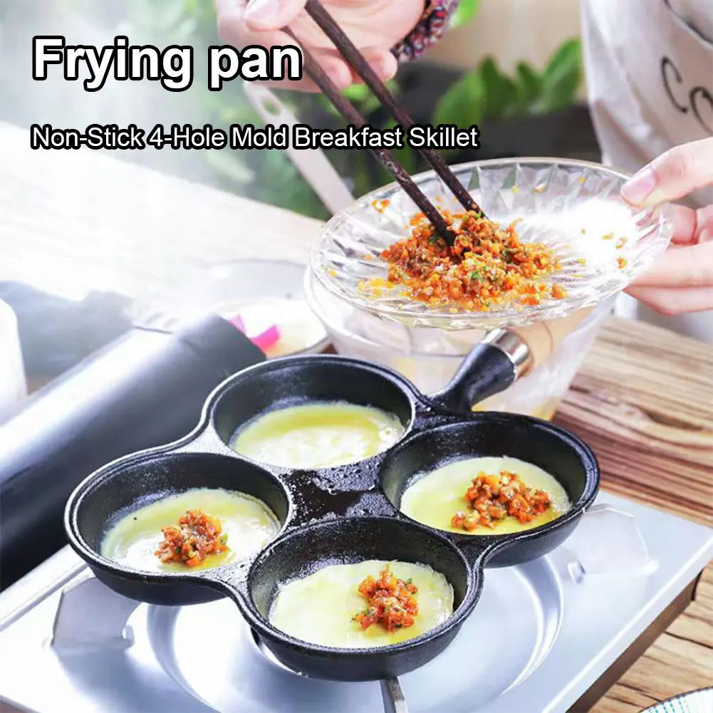 4-Hole Breakfast Burger Egg Pancake Maker Non Stick Egg Frying Pan Cookware Pancake Pan Suitable for Gas Stove Induction Cooker