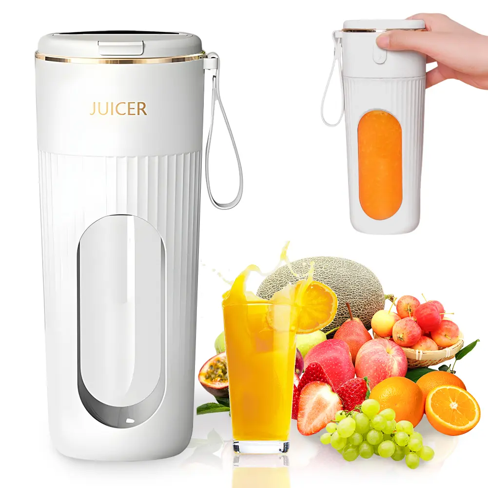 340ml Portable Juicer Electric Juicer Cup Rechargeable Blender Cup 1200mAh Juice Extractor 14 Blades for Smoothies Shakes