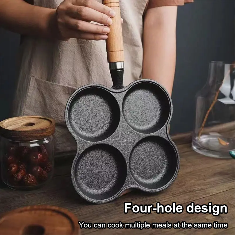 4-Hole Breakfast Burger Egg Pancake Maker Non Stick Egg Frying Pan Cookware Pancake Pan Suitable for Gas Stove Induction Cooker