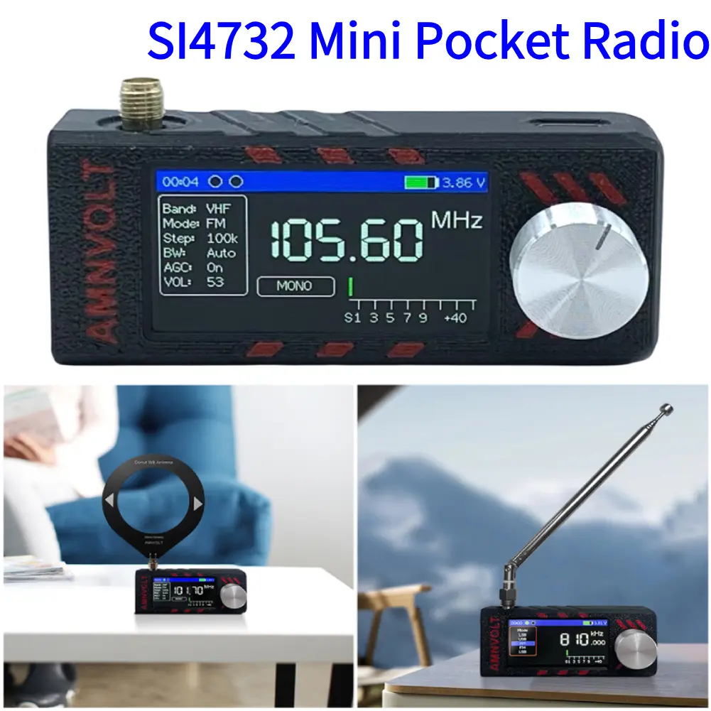 SI4732 LSB USB AM FM FM/AM Radio 1.9inch IPS Screen HF SW MW VHF Radio with Antenna DSP Radio