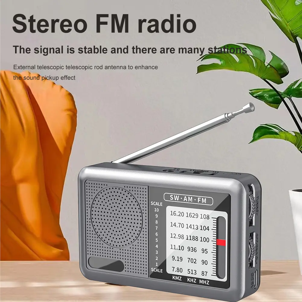 Portable Radio with Rechargeable Battery Earphone Pocket Radio for Indoor Outdoor Gifts for Seniors Elderly