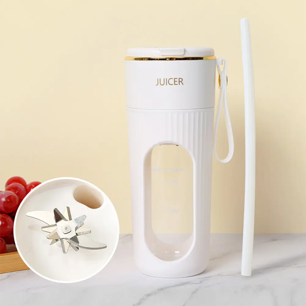 340ml Portable Juicer Electric Juicer Cup Rechargeable Blender Cup 1200mAh Juice Extractor 14 Blades for Smoothies Shakes
