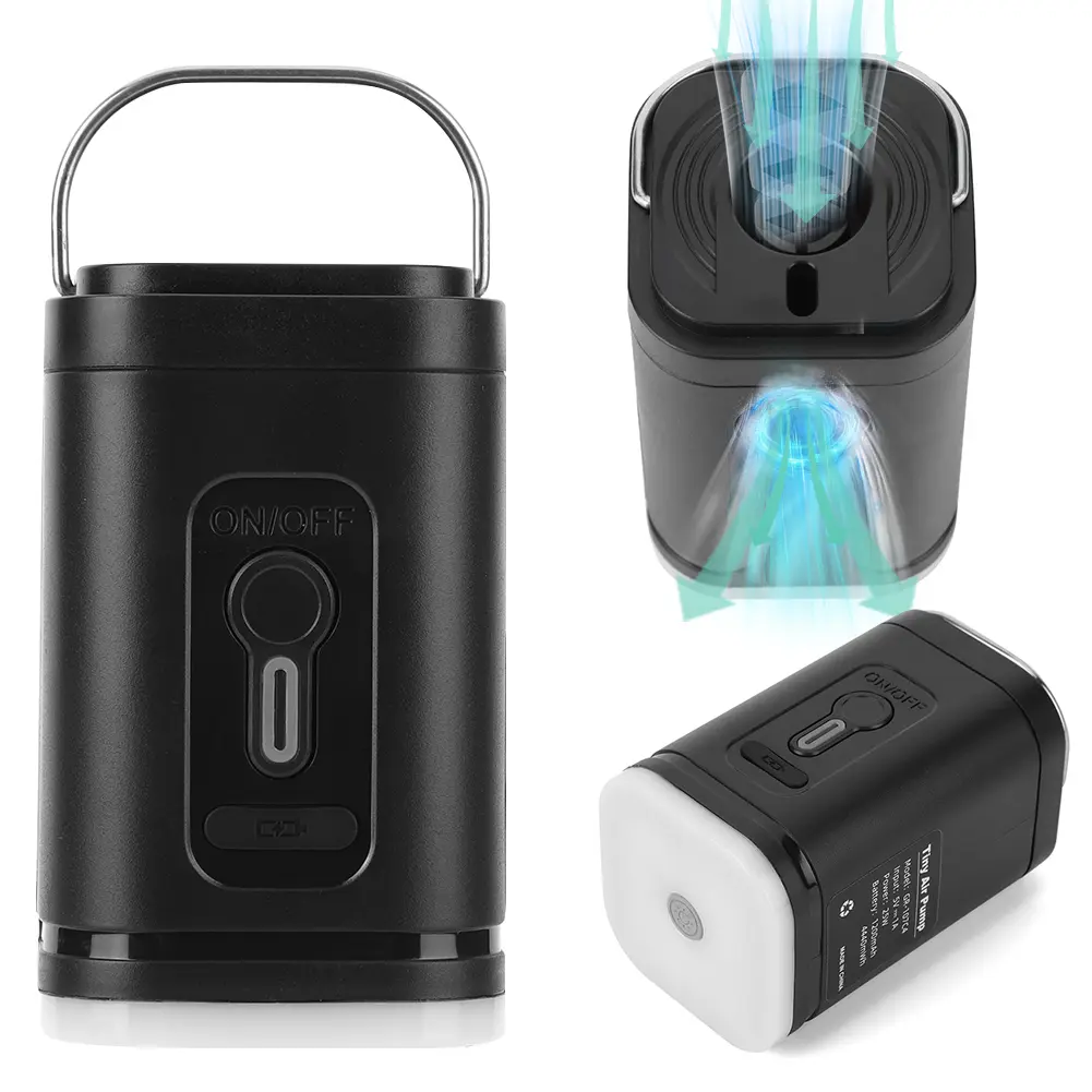 Wireless Air Compressor Camping Light 3 Lighting Modes Outdoor Inflator Pump Rechargeable for Air Beds Boat Swimming Ring