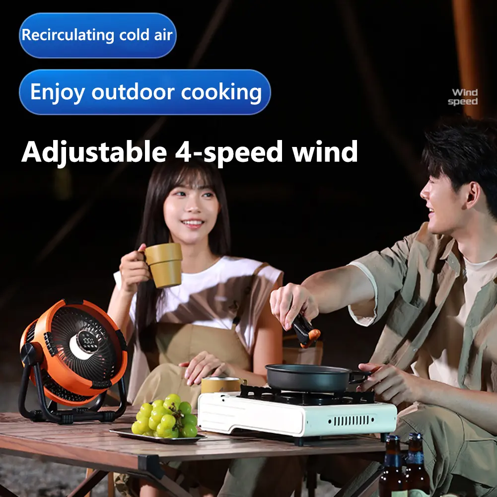 Portable Camping Fan with LED Lantern 20000mAh Rechargeable Battery Powered Fan Camping Gear for Picnic Fishing