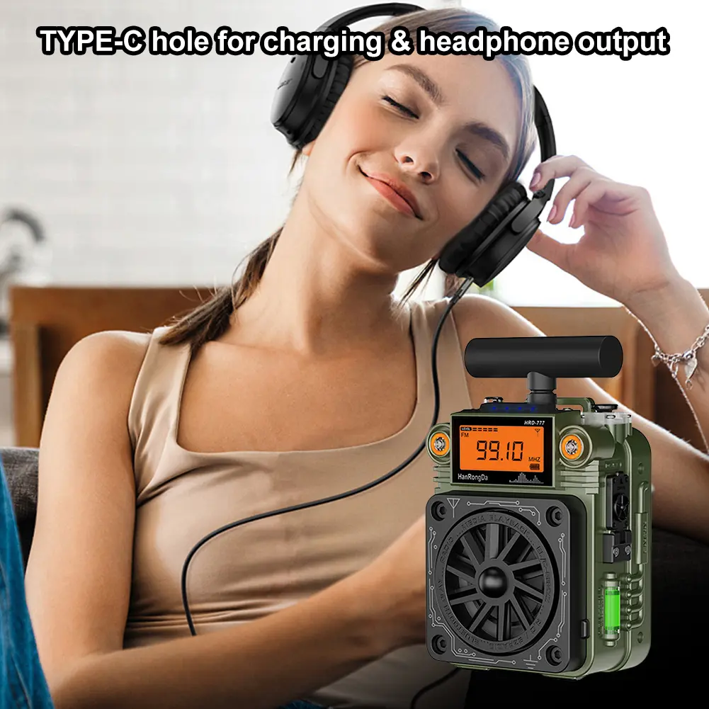 Full-Band Mini Radio with BT Speaker AM FM Radio Portable Radio for Home Outdoor Camping Emergency
