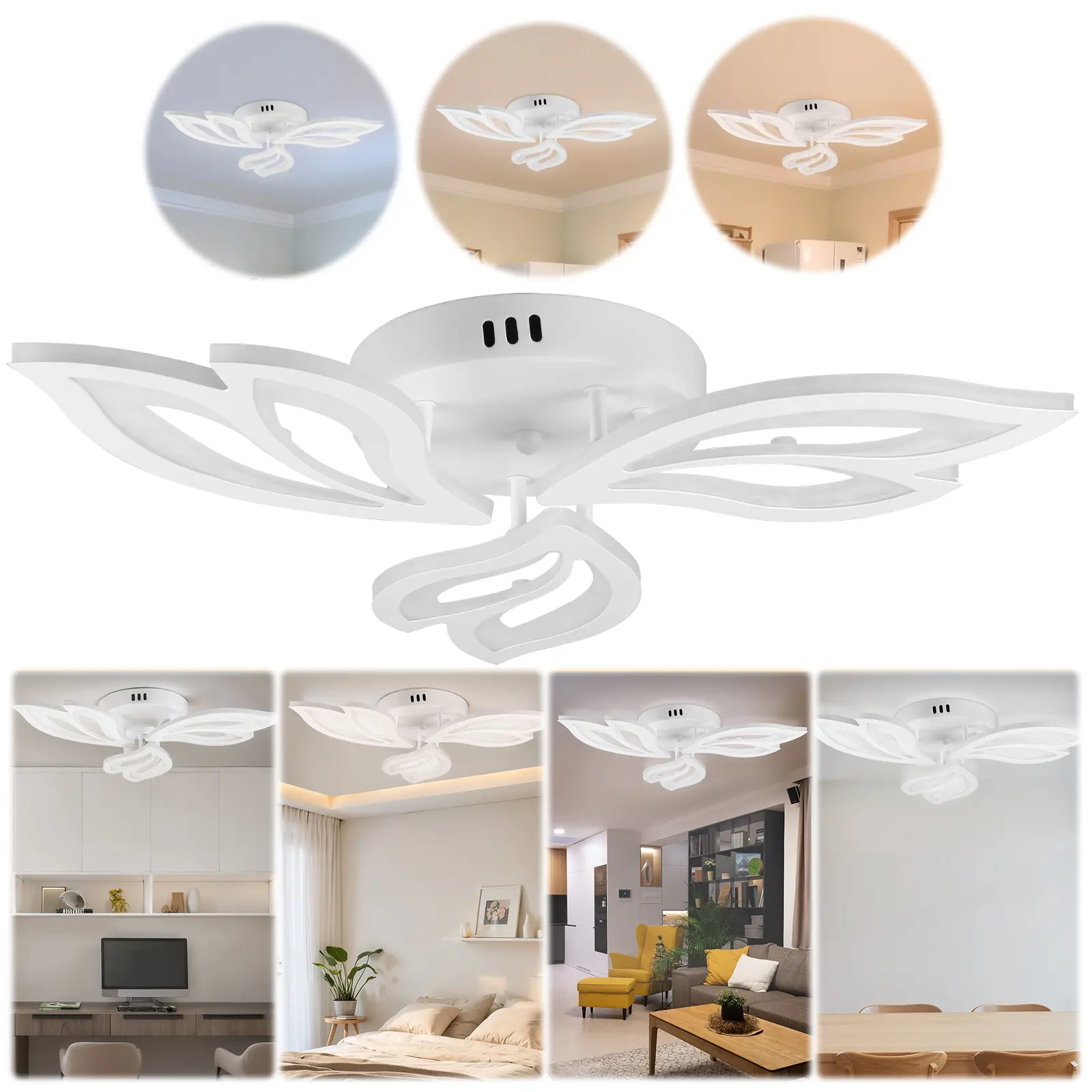 LED Ceiling Light Modern Flower Shape Ceiling Lamp Fixture Metal Acrylic 86-265V 70LM/W for Living Room Bedroom Hall Dining Room