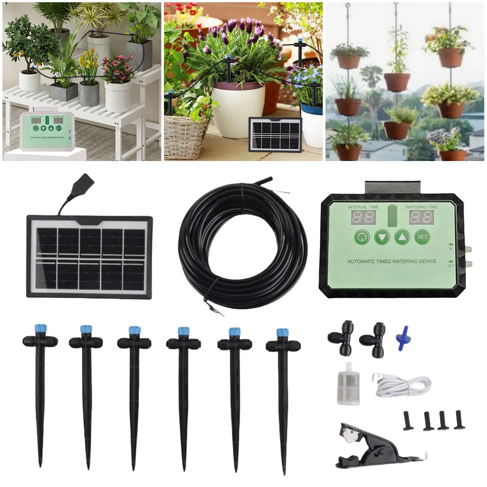 Drip Irrigation Kit Adjustable Automatic Watering System 2000mAh Garden Irrigation Controller for Terrace Hanging Basket Potted