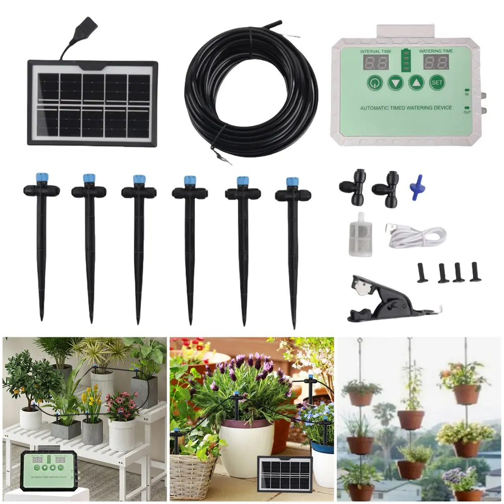 Drip Irrigation Kit Adjustable Automatic Watering System 2000mAh Garden Irrigation Controller for Terrace Hanging Basket Potted